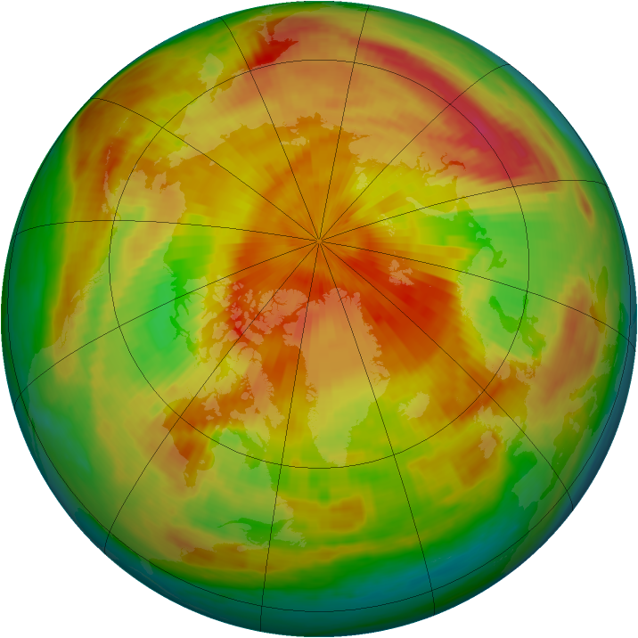 Arctic ozone map for 20 April 1999